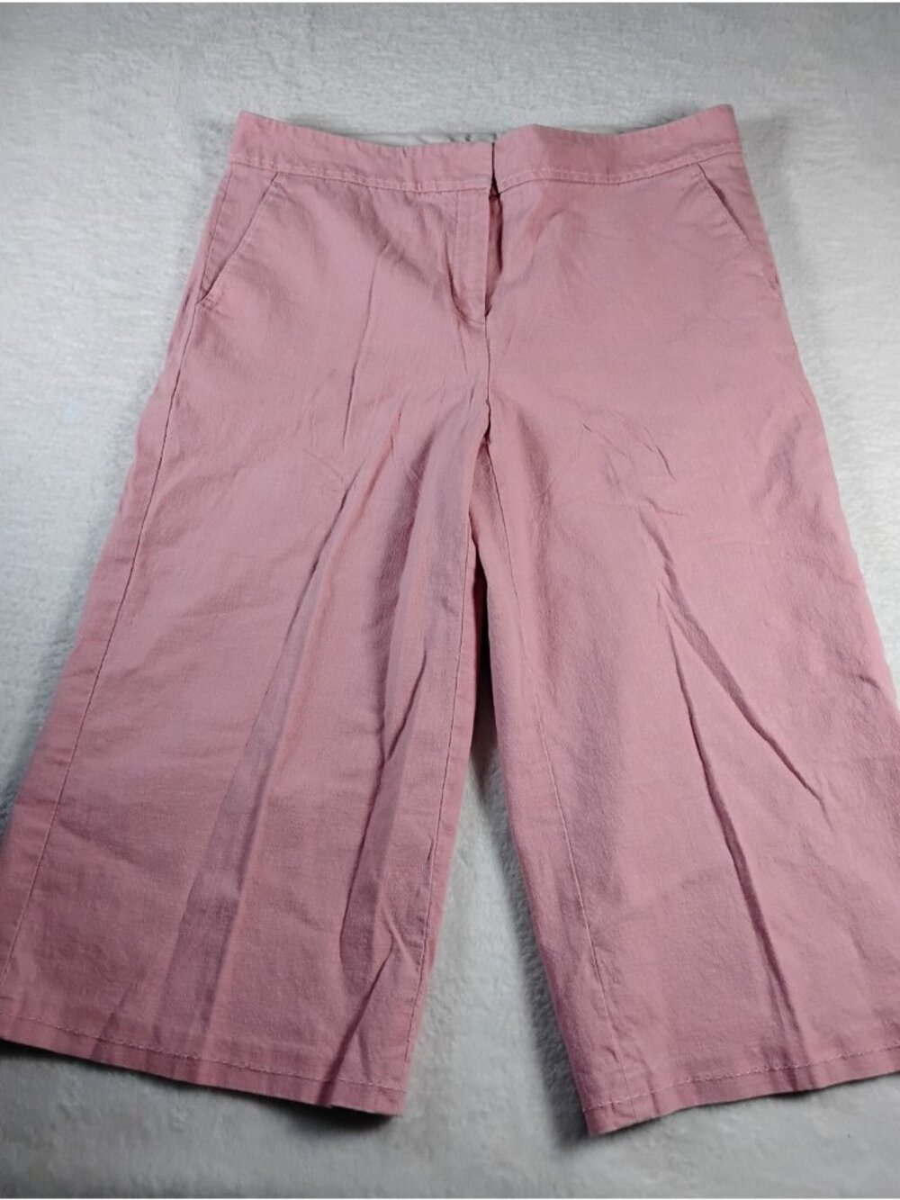 Gianni Bini Linen Blend Long Chino Shorts Wide Leg Preppy School Size 10 Pink